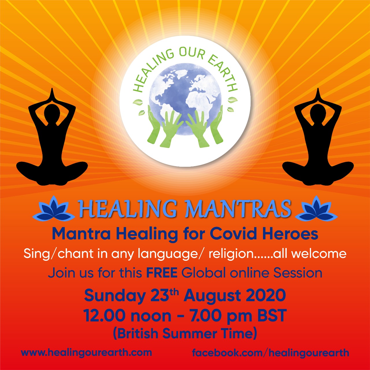 Mantra Healing fror Covid Heroes - 23rd Aug 2020 - 12noon to 7pm